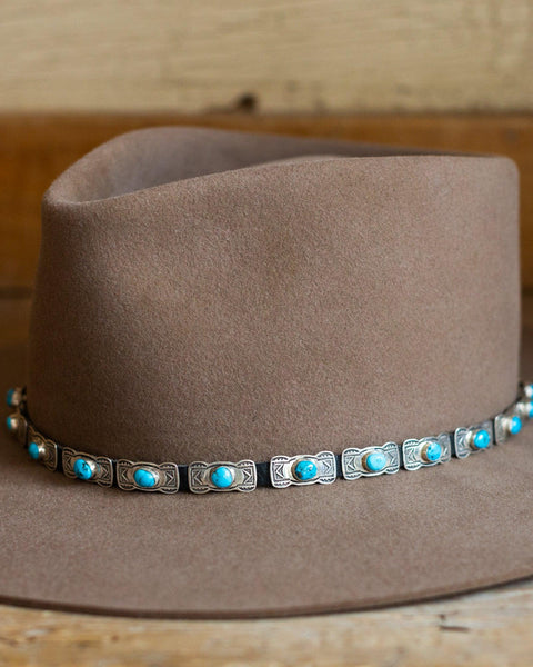 Sterling Silver Conchos with Turquoise Hat Band - Crossbow