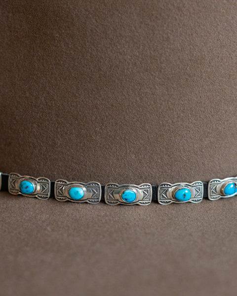 Sterling Silver Conchos with Turquoise Hat Band - Crossbow