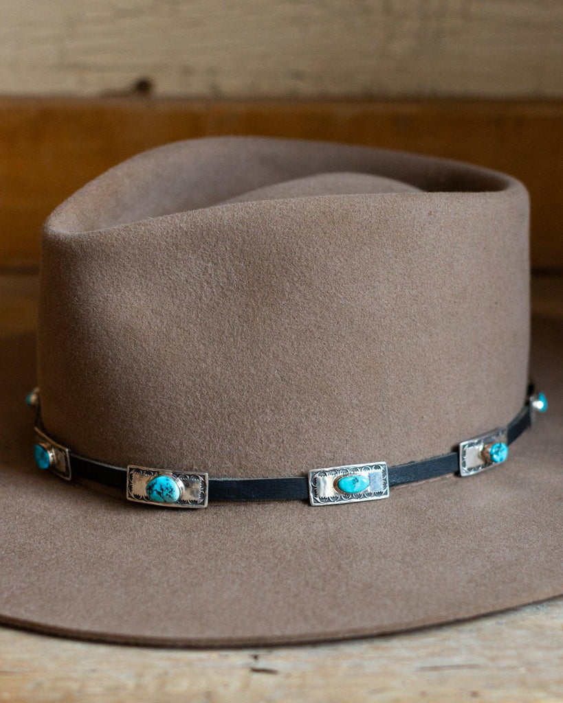 Turquoise and Silver Concho Hat band - Crossbow