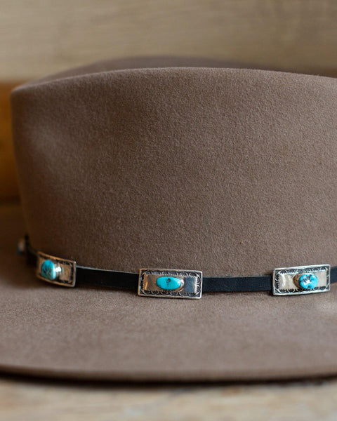 Turquoise and Silver Concho Hat band - Crossbow