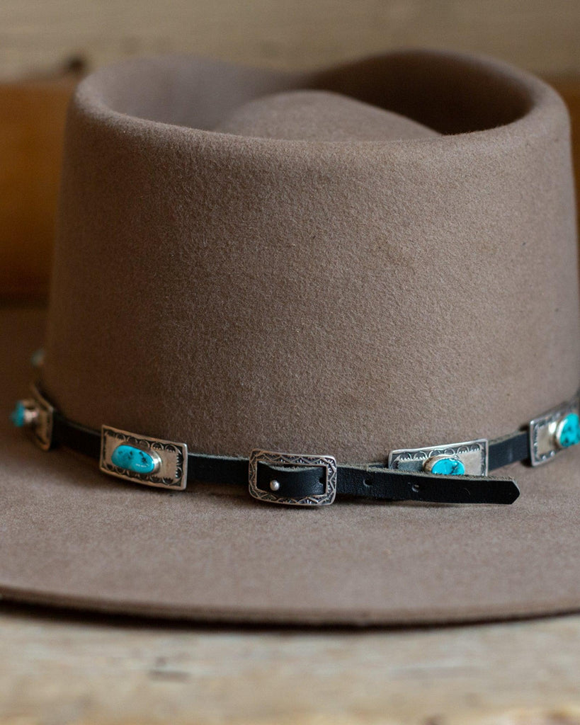 Turquoise and Silver Concho Hat band - Crossbow