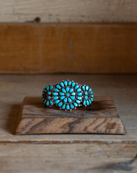 Vintage 1950's Turquoise Cluster Cuff - Crossbow
