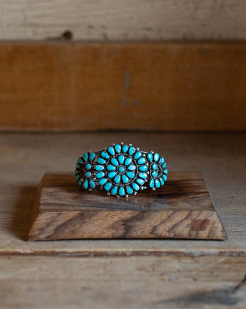 Vintage 1950's Turquoise Cluster Cuff - Crossbow