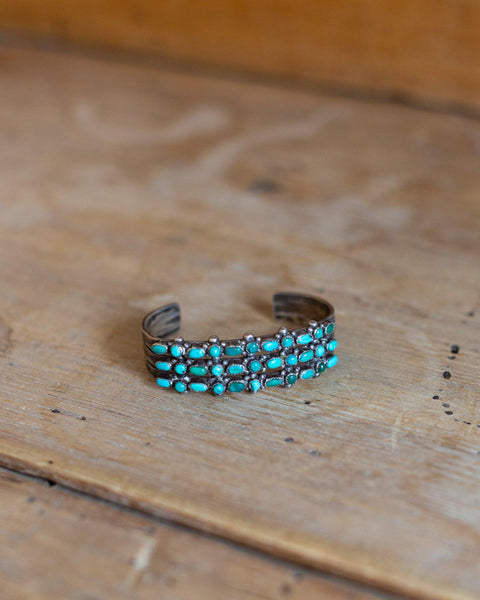 Vintage 3-Row Green Turquoise Cuff - Crossbow