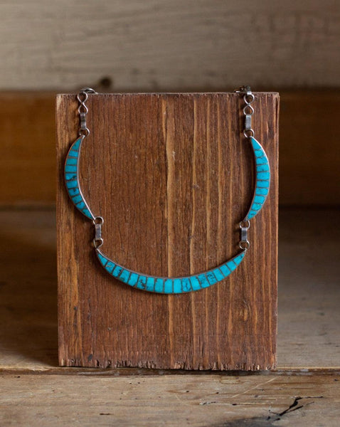 Vintage Blue Gem Necklace 1950s - Crossbow